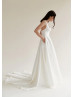 Classic Ivory Jacquard Side Slit Wedding Dress With Pockets Classic Ivory Jacquard Side Slit Wedding Dress With Pockets
